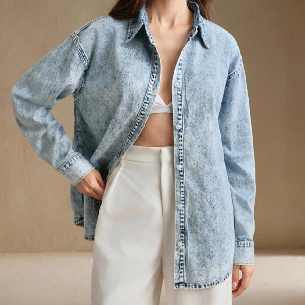 Medium Wash Casual Women's Heavy Embroidery Jean Jacket
